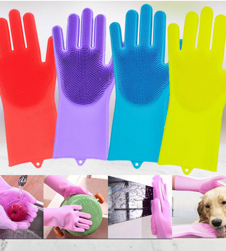 Glove Brush Washing Gloves Silicone kitchen Cleaning Scrubbing Glove