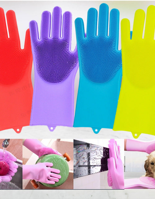 Load image into Gallery viewer, Glove Brush Washing Gloves Silicone kitchen Cleaning Scrubbing Glove
