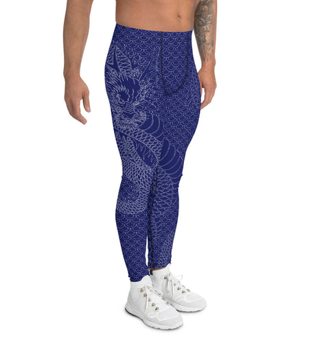 Dragon Leggings for Men Navy Blue