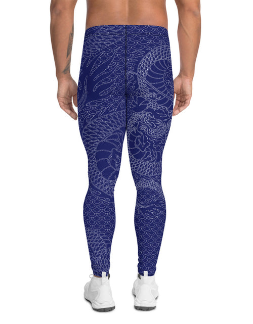 Load image into Gallery viewer, Dragon Leggings for Men Navy Blue
