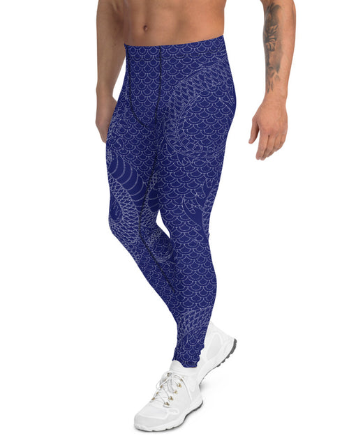 Load image into Gallery viewer, Dragon Leggings for Men Navy Blue
