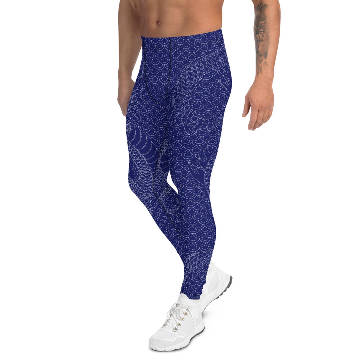 Dragon Leggings for Men Navy Blue