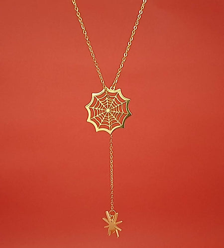 18k Gold Spider Necklace | Spider Charm Pendant | Halloween Necklace