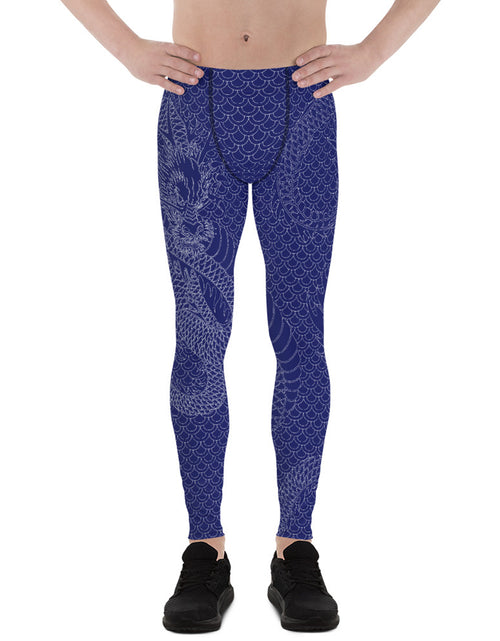 Load image into Gallery viewer, Dragon Leggings for Men Navy Blue
