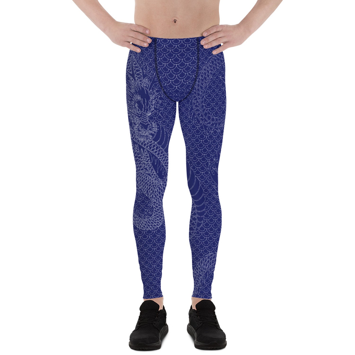 Dragon Leggings for Men Navy Blue