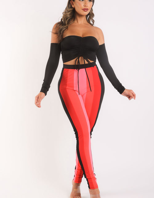 Load image into Gallery viewer, Casual Leggings And Matching Off Shoulder Top Outfit Set PINK
