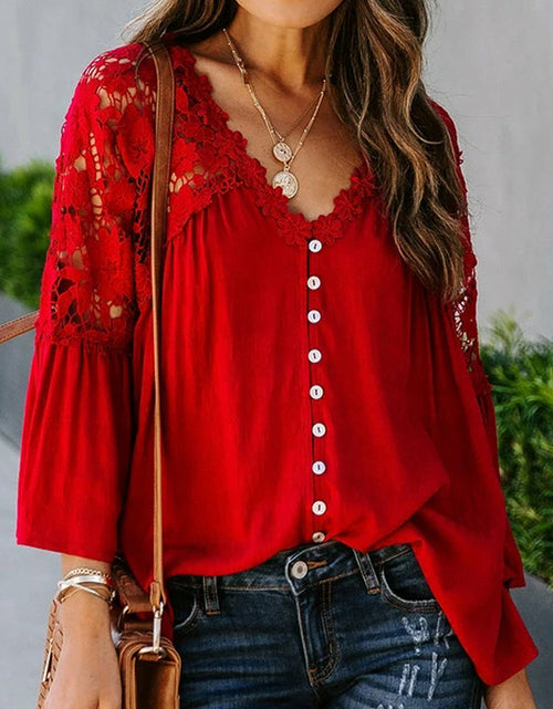 Load image into Gallery viewer, Lace Blusas Summer Top Women Shirt
