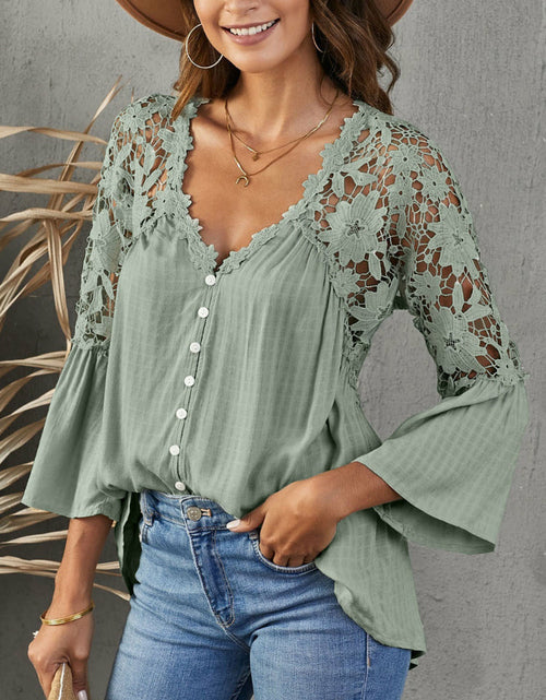 Load image into Gallery viewer, Lace Blusas Summer Top Women Shirt
