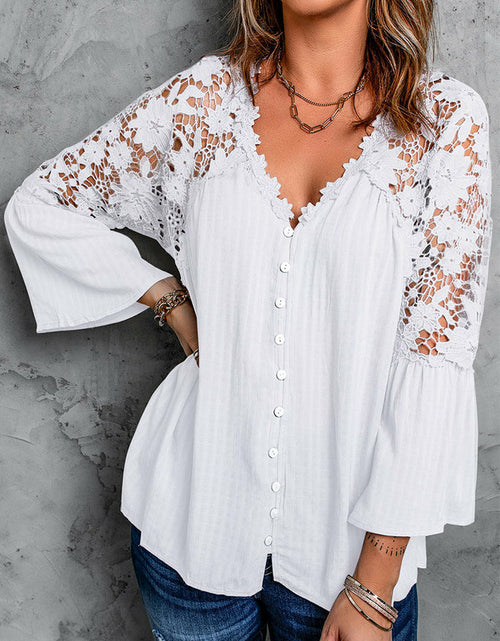 Load image into Gallery viewer, Lace Blusas Summer Top Women Shirt
