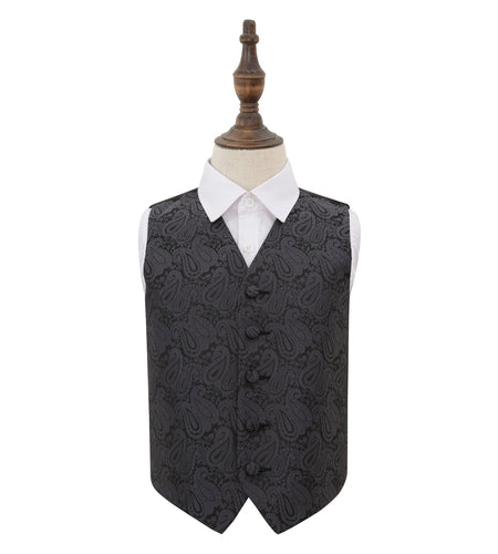 Paisley Waistcoat - Boys - Charcoal Grey, 22'