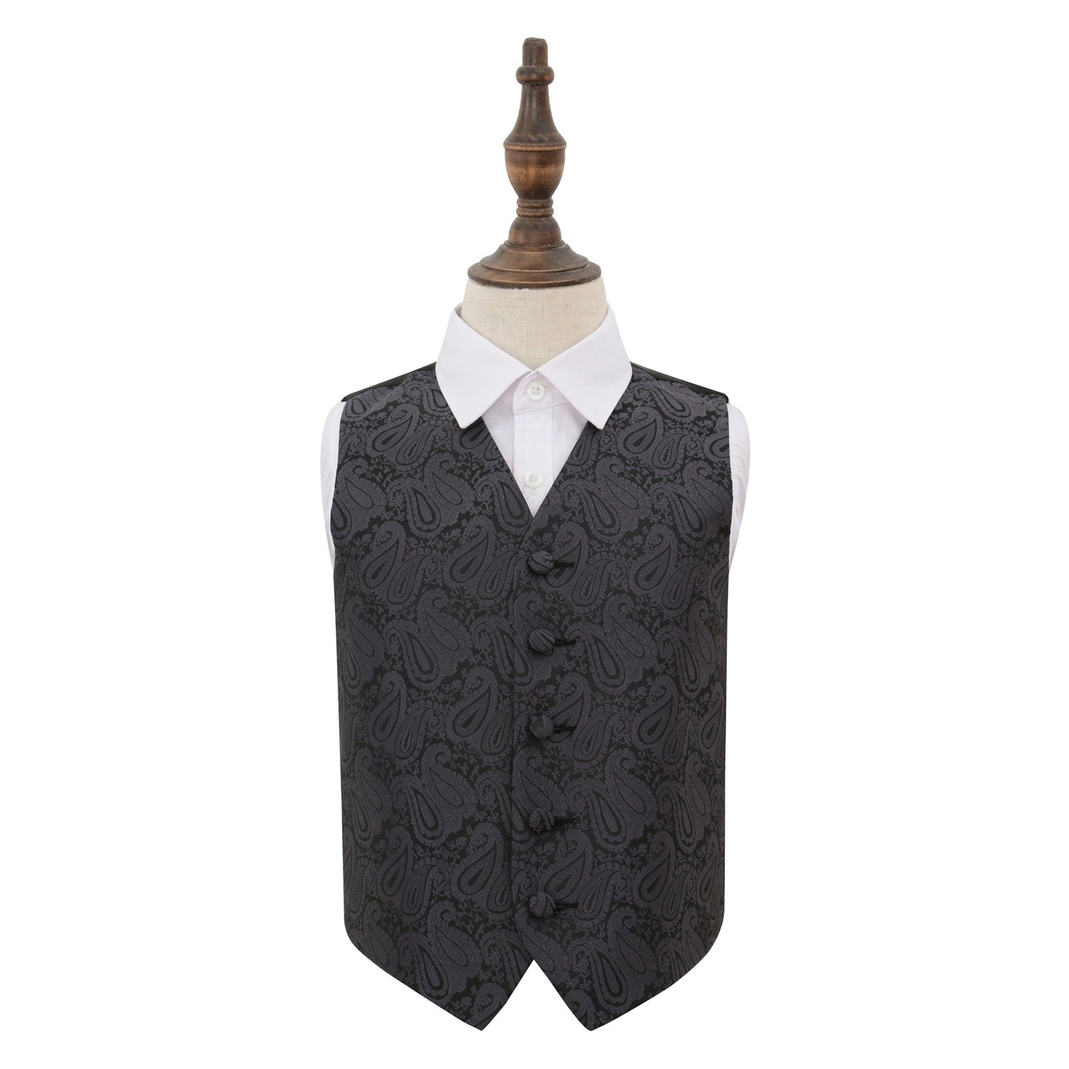 Paisley Waistcoat - Boys - Charcoal Grey, 22'