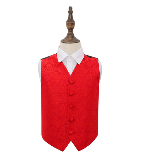 Paisley Waistcoat - Boys - Red, 26'
