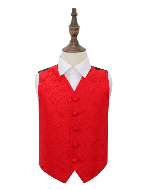 Load image into Gallery viewer, Paisley Waistcoat - Boys - Red, 26&#39;
