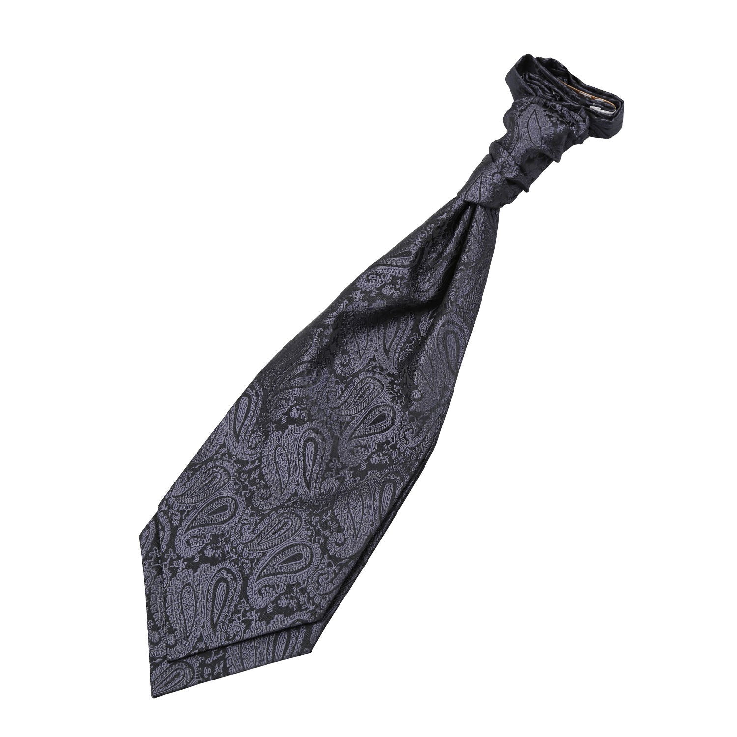 Paisley Pre-Tied Ruche Cravat - Charcoal Grey