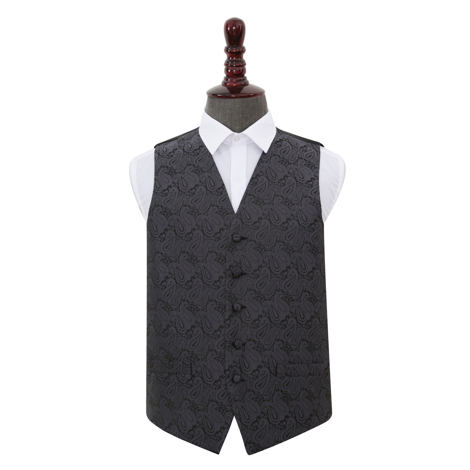 Paisley Waistcoat - Charcoal Grey, 38'