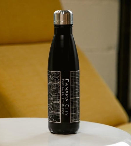 Panama City - Florida Map Insulated Bottle in Matte Black