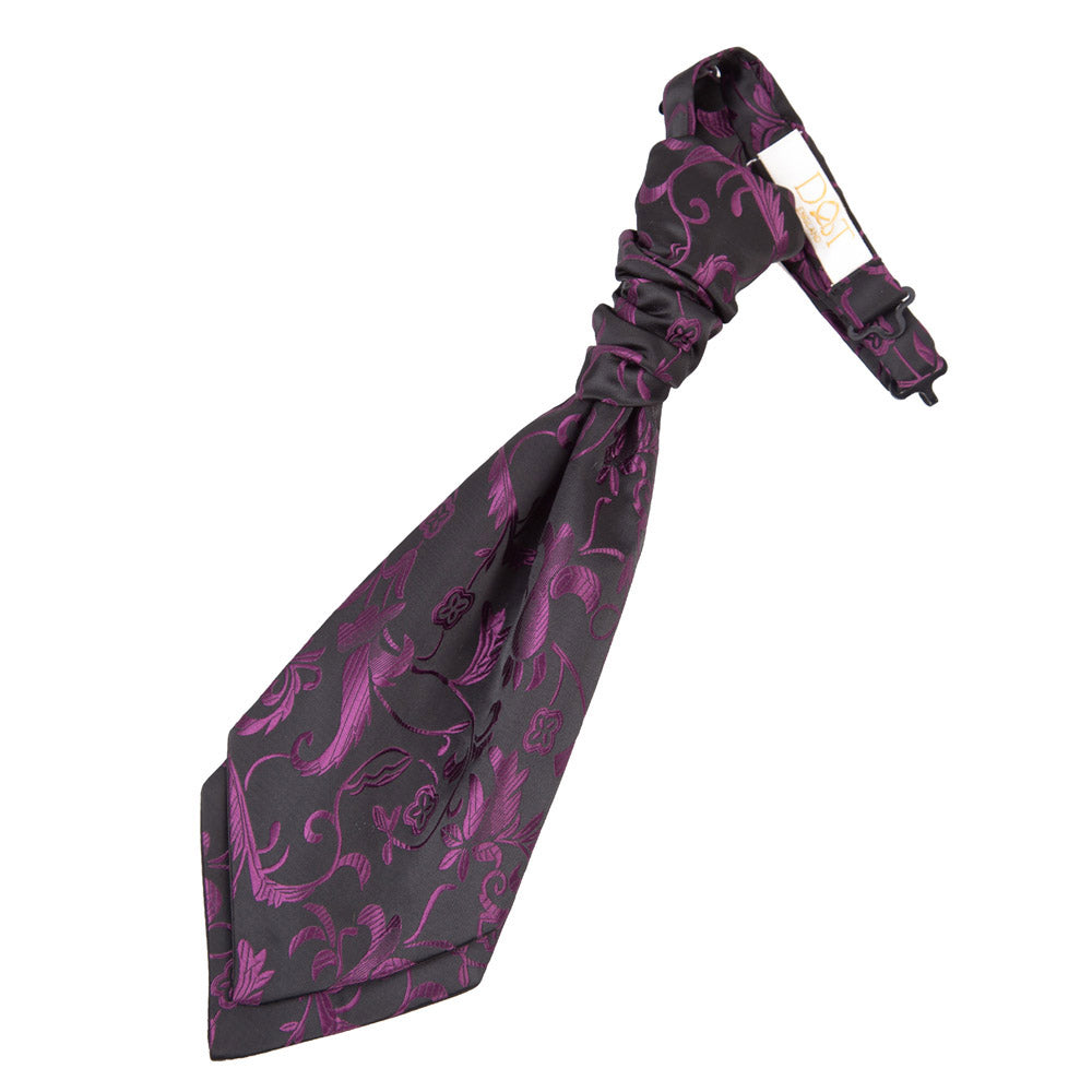 Passion Pre-Tied Ruche Cravat - Boys - Black & Purple