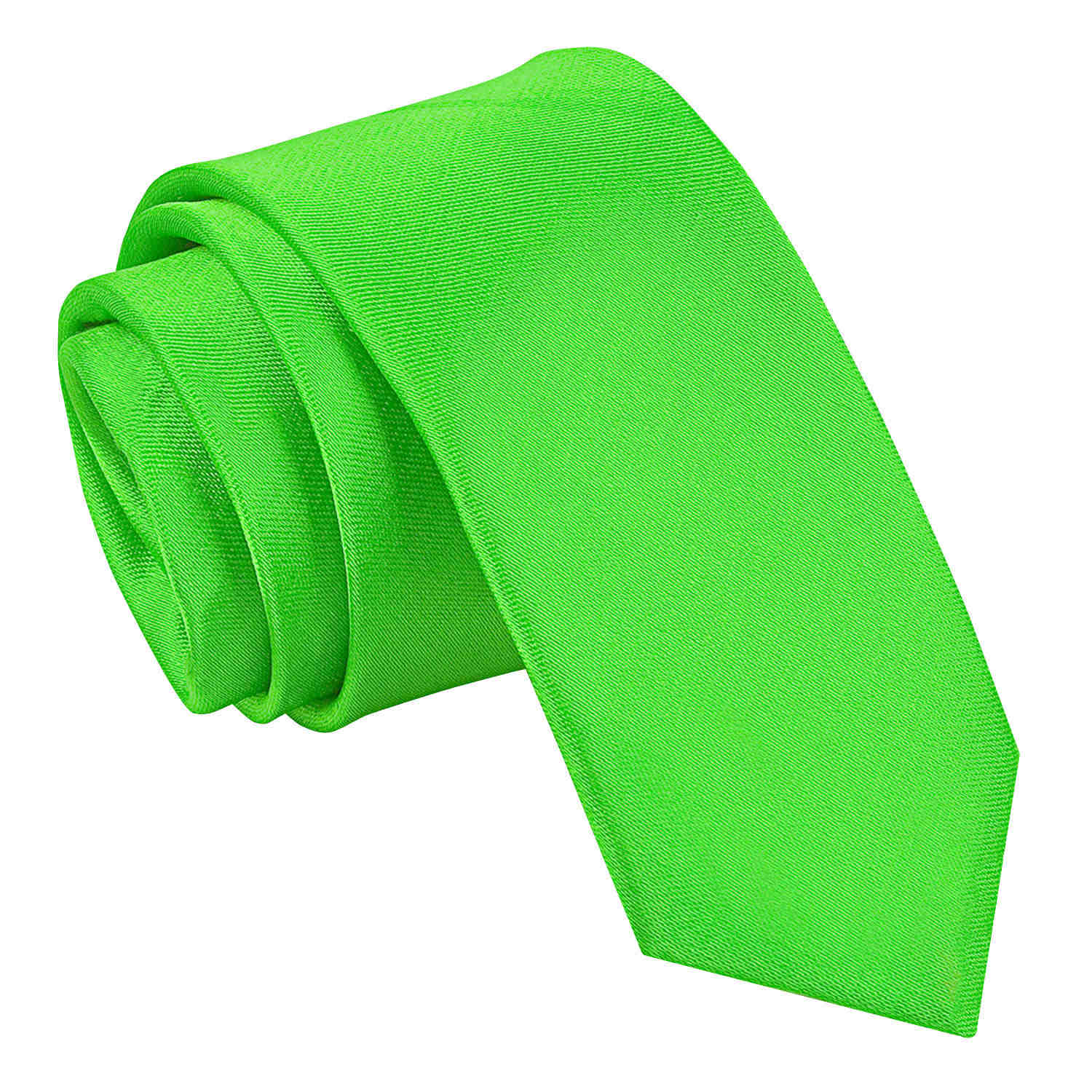 Plain Satin Skinny Tie - Apple Green