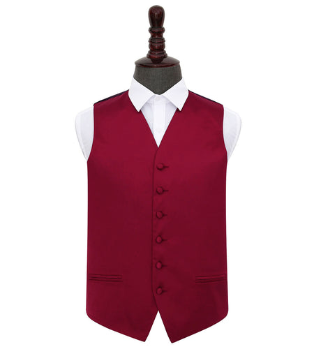 Plain Satin Waistcoat - Burgundy, 46'