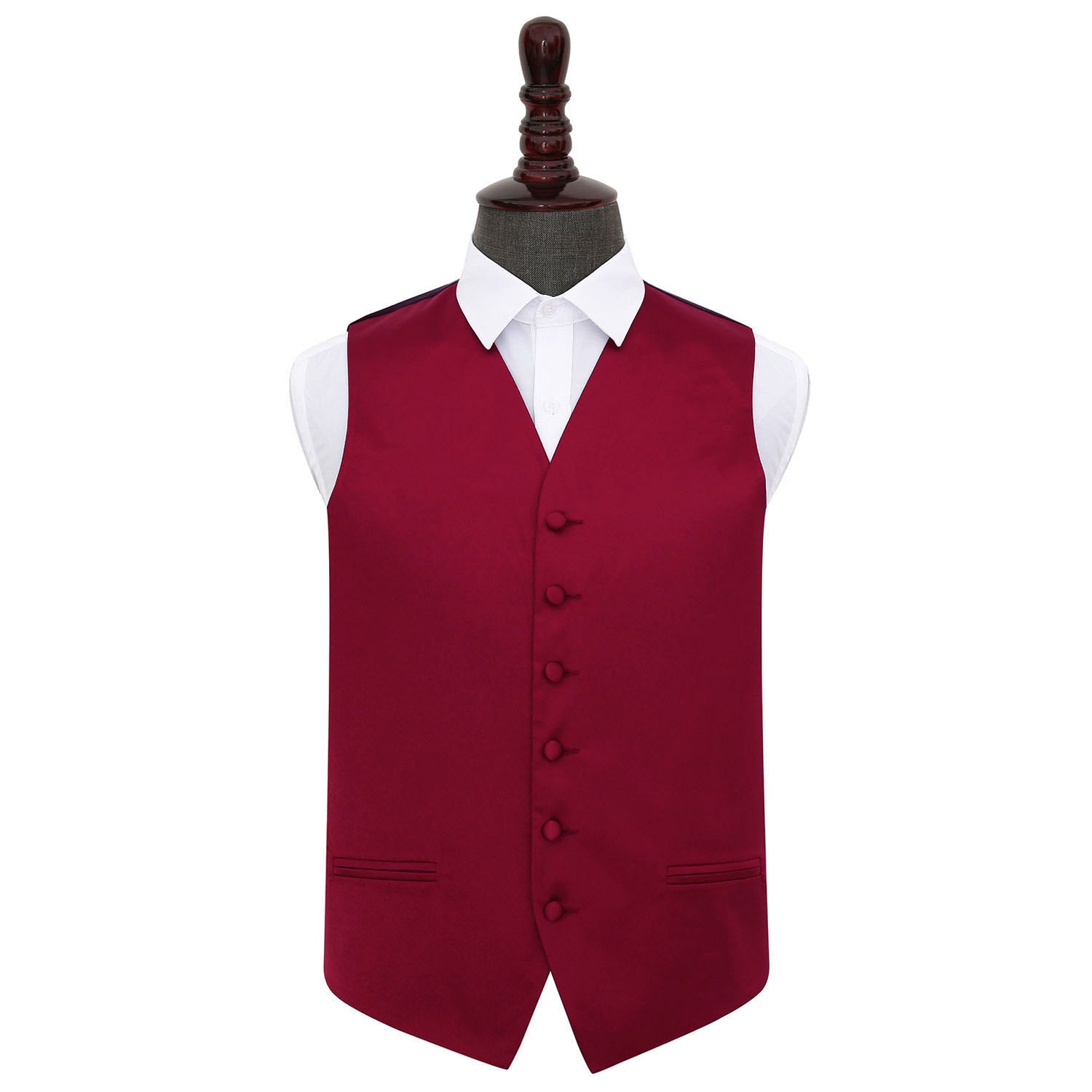 Plain Satin Waistcoat - Burgundy, 46'