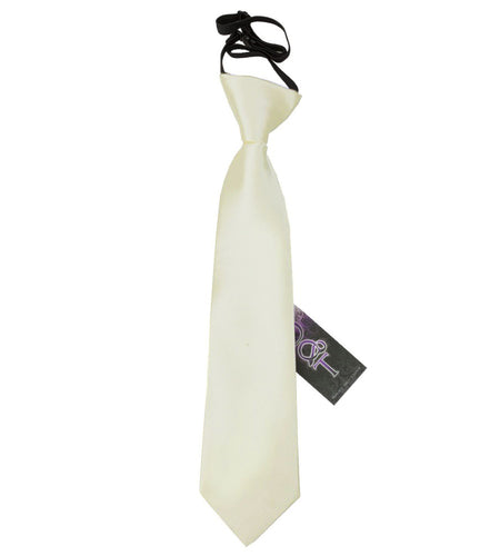 Plain Satin Elasticated Tie - Boys - Ivory