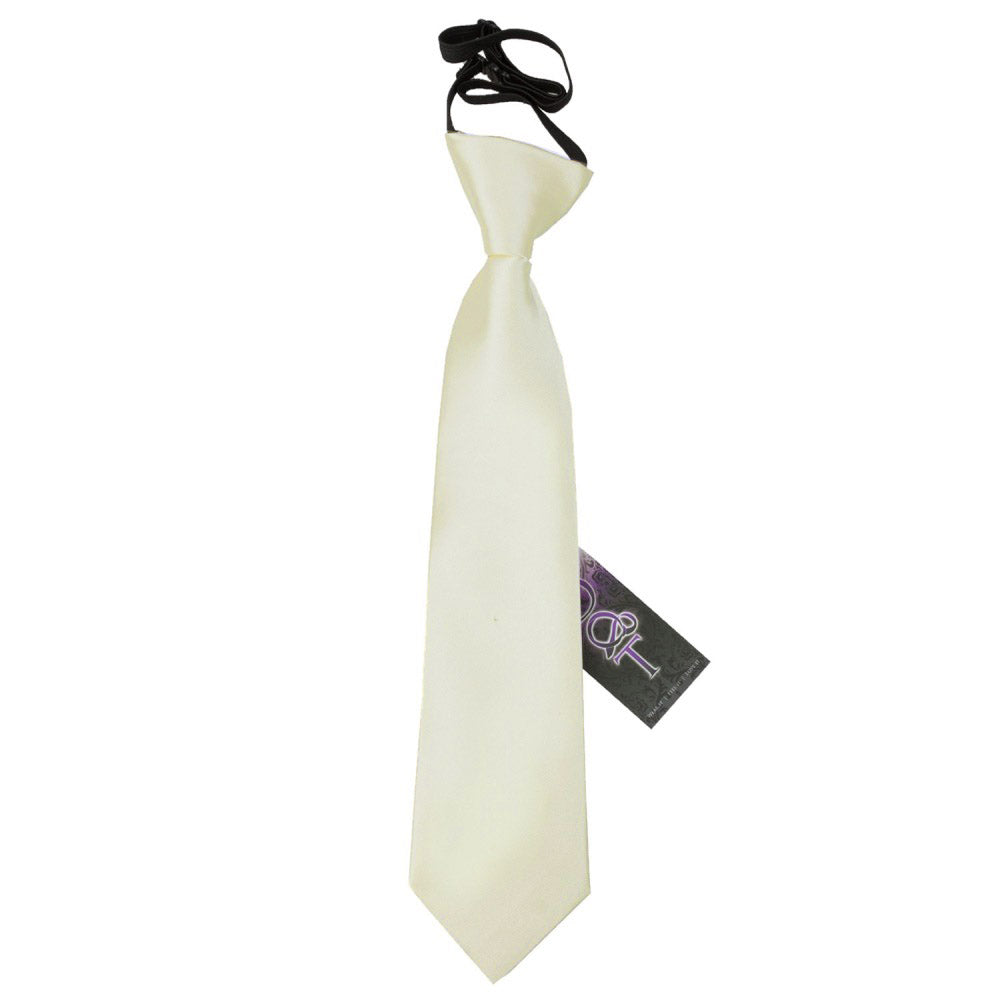 Plain Satin Elasticated Tie - Boys - Ivory