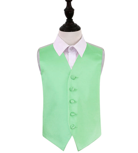 Plain Satin Waistcoat - Boys - Mint Green, 26'