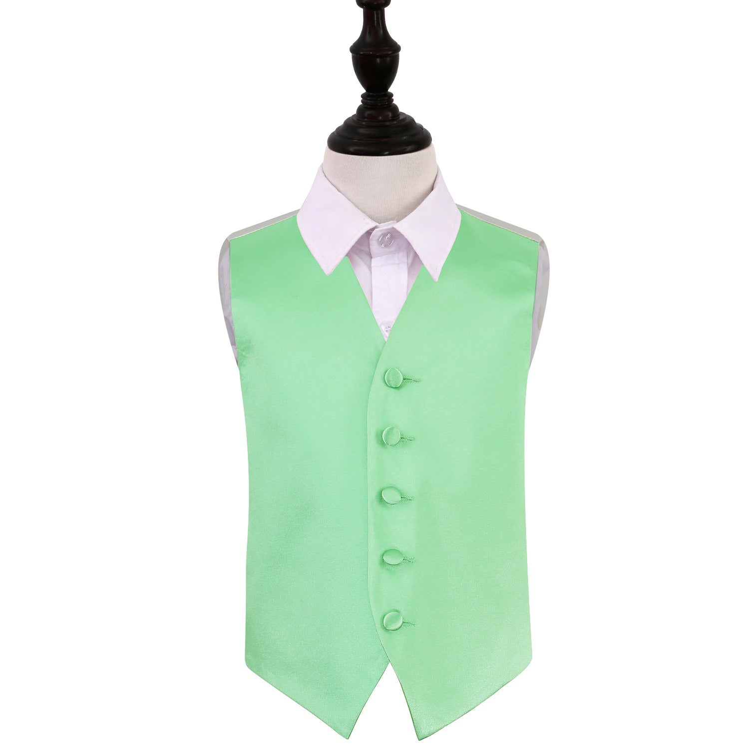 Plain Satin Waistcoat - Boys - Mint Green, 26'