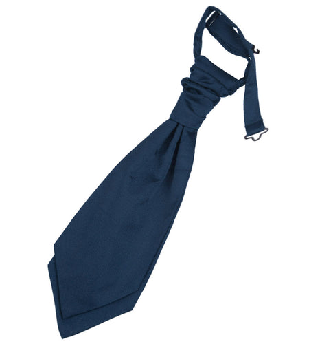 Plain Satin Pre-Tied Ruche Cravat - Boys - Navy Blue