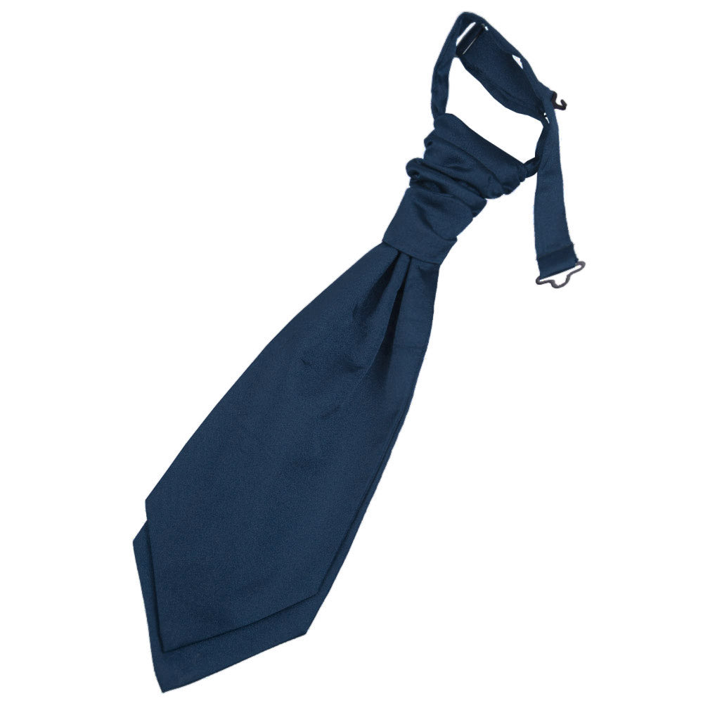 Plain Satin Pre-Tied Ruche Cravat - Boys - Navy Blue