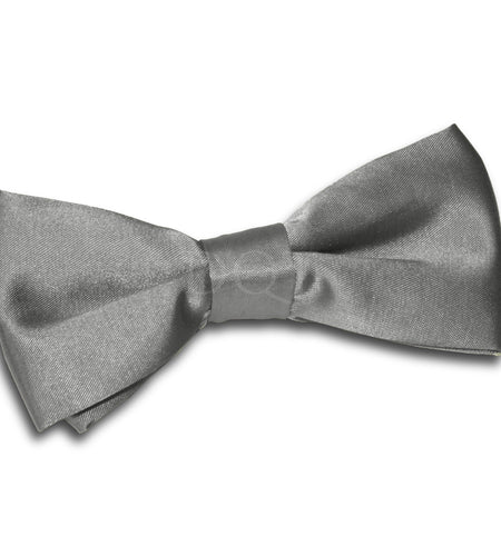 Plain Satin Pre-Tied Bow Tie - Platinum