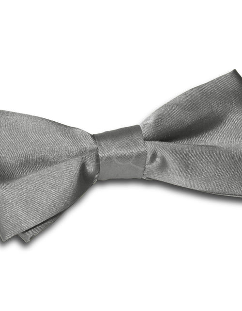 Load image into Gallery viewer, Plain Satin Pre-Tied Bow Tie - Platinum
