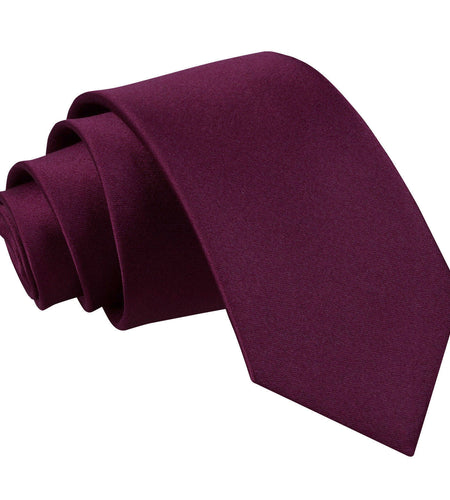 Plain Satin Slim Tie - Plum