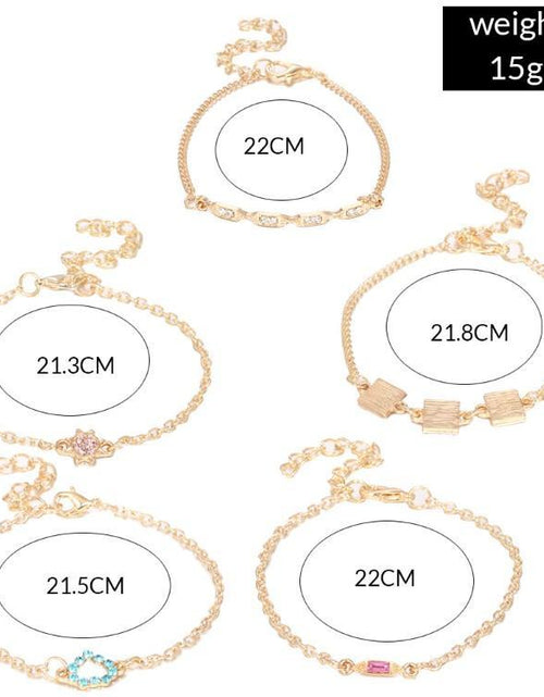 Load image into Gallery viewer, 5 Piece Cute &amp; Kitschy Pav&#39;e Minimalist Bracelet Set
