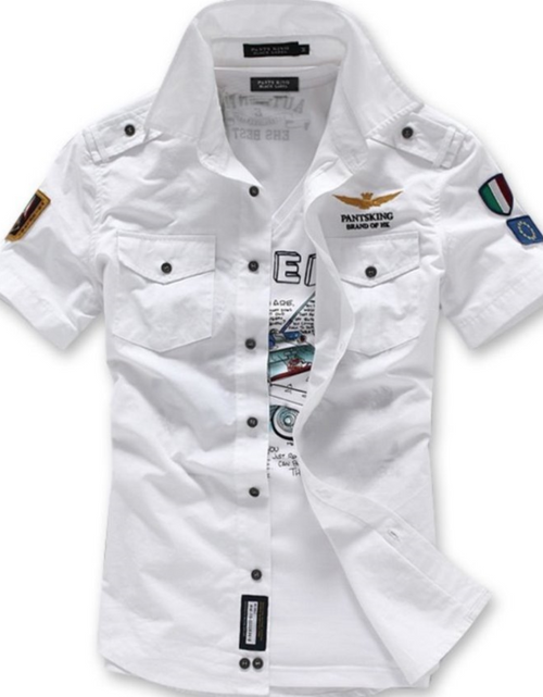 Load image into Gallery viewer, Mens Short Sleeve Military Style Shirt
