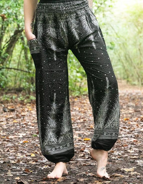 Load image into Gallery viewer, Black PEACOCK Women Harem Pants Boho Pants Hippie Pants
